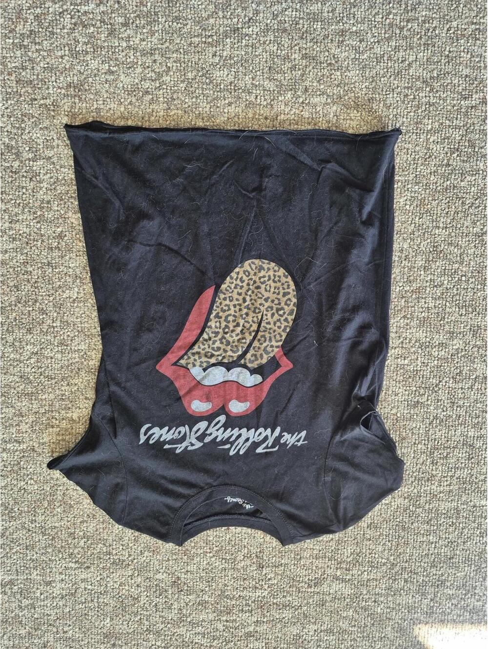 The Rolling Stones Black Graphic T-Shirt with Leopard Print Tongue